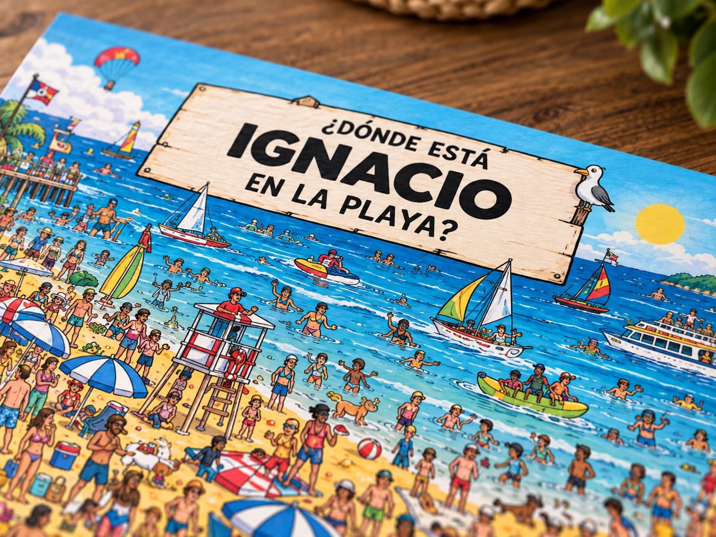 Detalle ampliado de la lámina ¿Dónde está en la playa?